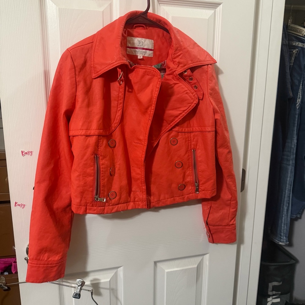Dollhouse Croppedโ Moto Jacket Coral/Red Size Small Y2K
